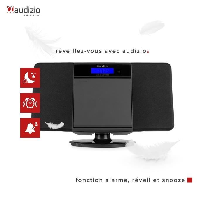 Radio Bluetooth Audizio Nimes 50W - Blanc - Lecteur CD, MP3/USB, FM - Réveil, Écran LCD - Télécommande