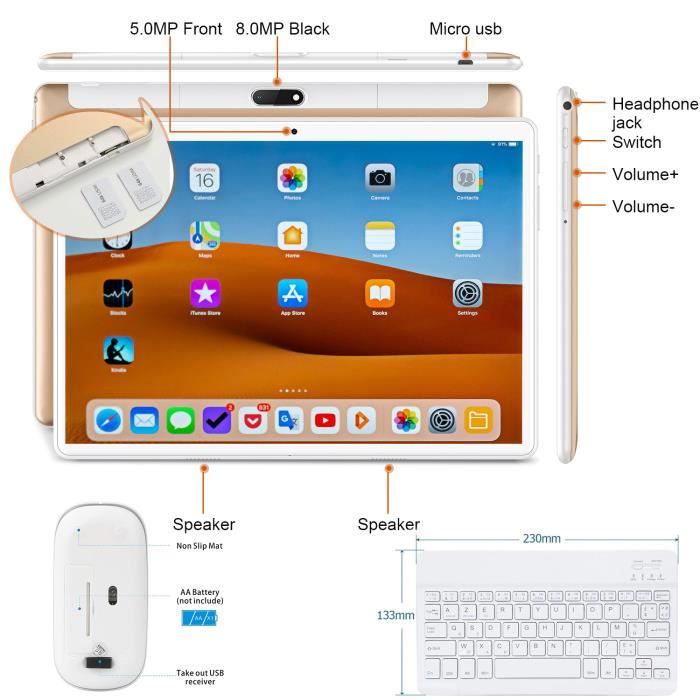 4G LTE Tablette Tactile Ordinateur portable 23