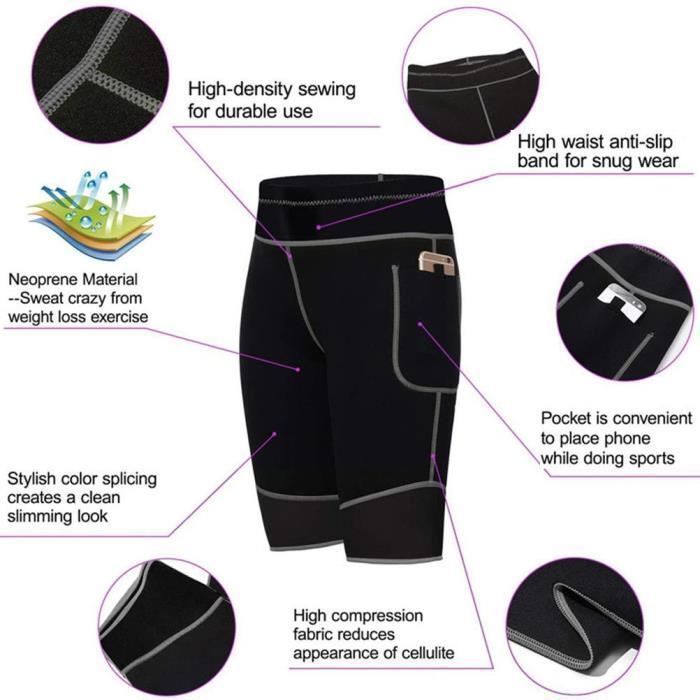 Pantalon Femme Perte De Poids - Shorty Sauna Fitness En Polyester - Taille Haute, Confortable Pour Sport