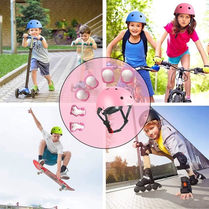 Kit de protection roller pour Enfants,Casque de Velo Enfant, Casque/ Genouillères/ Coudières/Coussins Poignet,7 PCS (3 à 8 Ans),Rose - Cdiscount  Sport