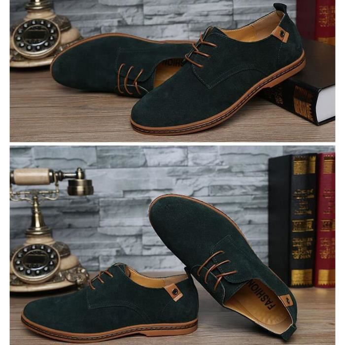 Chaussures de ville homme en cuir suede Marque Modele Vert Confortables et decontractees