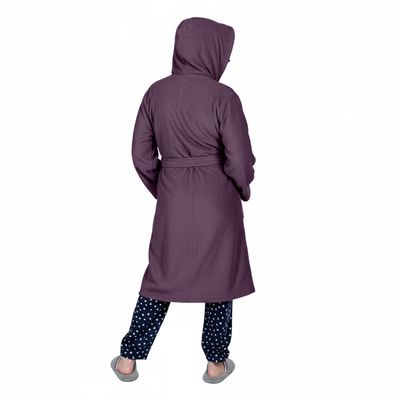 Peignoir De Bain Enfant à Manches Courtes – Capuche, Fermeture éclair, Poches, Couleur Violette, 10-11 Ans - 11