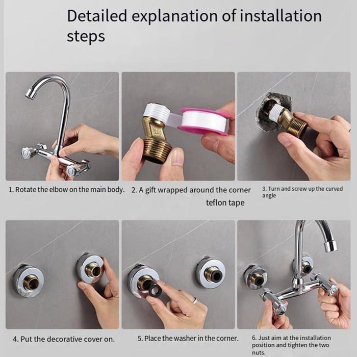 Canne D'évier Mural Chromée DianHydro – Longueur 25 Cm, Rechange Pour Robinet Mural