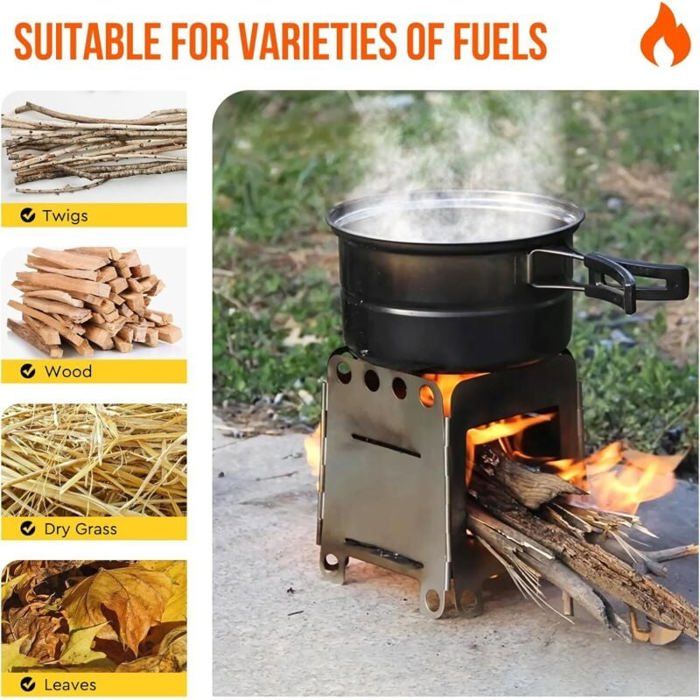Réchaud à bois de camping, poêle à bois portable, mini
