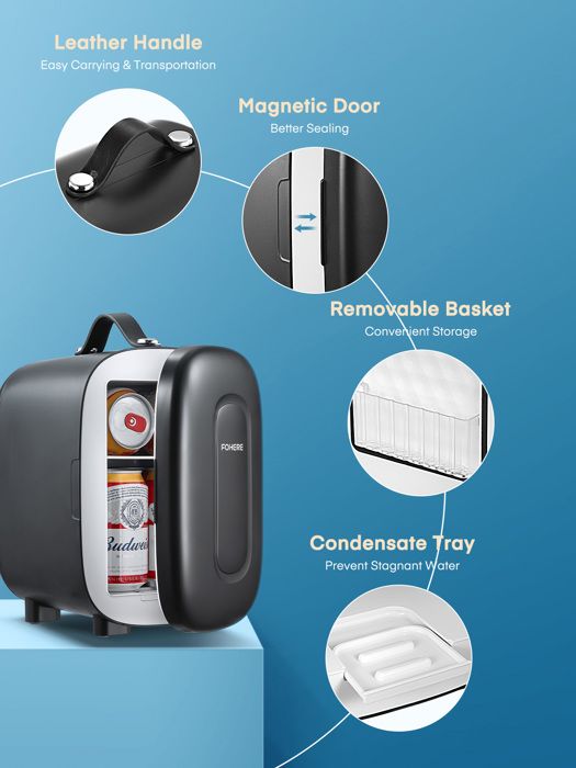 Mini Frigo USB Argenté - Refroidit Et Chauffe Les Boissons, Portable, Pour Bureau Ou Voiture - Alimentation Par Câble USB