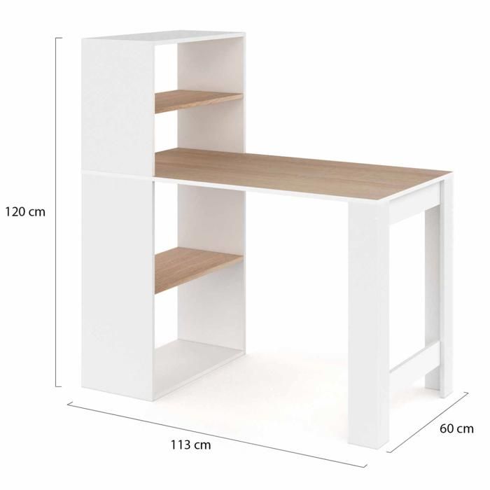 Étagère De Bureau Extensible En Bois Blanc Ulrikco - Organisateur Réglable Pour Livres Et Fournitures