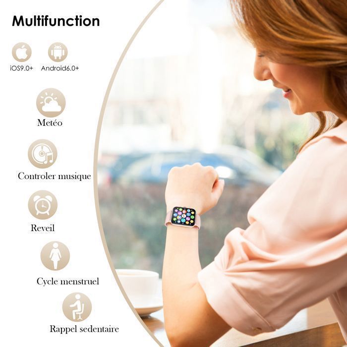 Montre Connectée Femme Avec Appels Bluetooth,1,45'' Smartwatch Avec 15