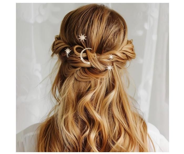 Lot De 4 Barrettes à Cheveux En Strass Argenté Pour Mariée Ou Soirée - Élégantes, Avec Perles, Pour Coiffures Updo - 1