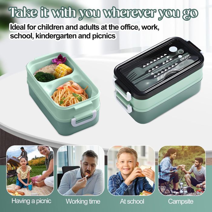Boîte à Déjeuner Avec 3 Compartiments, 1400 Ml, Pour Enfants