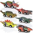 Ototon® 6Pcs Jouet de Petites Voitures Miniatures Dinosaure Enfant Voiture avec Dinosaures et Mini Voiture pour Cadeau Enfants-0