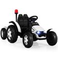 Tracteur Électrique pour Enfants 12V avec Remorque Amovible et Télécommande DREAMADE - Blanc-0