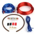 KIMISS Câble Audio de Voiture,Kit de Câble D'installation de Haut-parleur D'amplificateur de Subwoofer avec fusible (Bleu+Rouge)-0