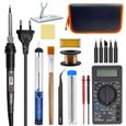 Kit Fer à Souder 80W Température Réglable Avec Multimètre - 180-500°C - Complet Avec Accessoires