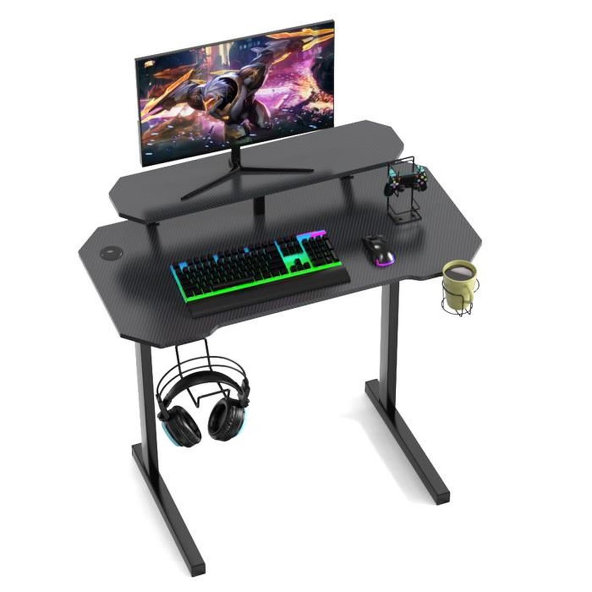BestAlice Porte-gobelet de bureau 2 en 1 avec support pour casque, porte-gobelet anti