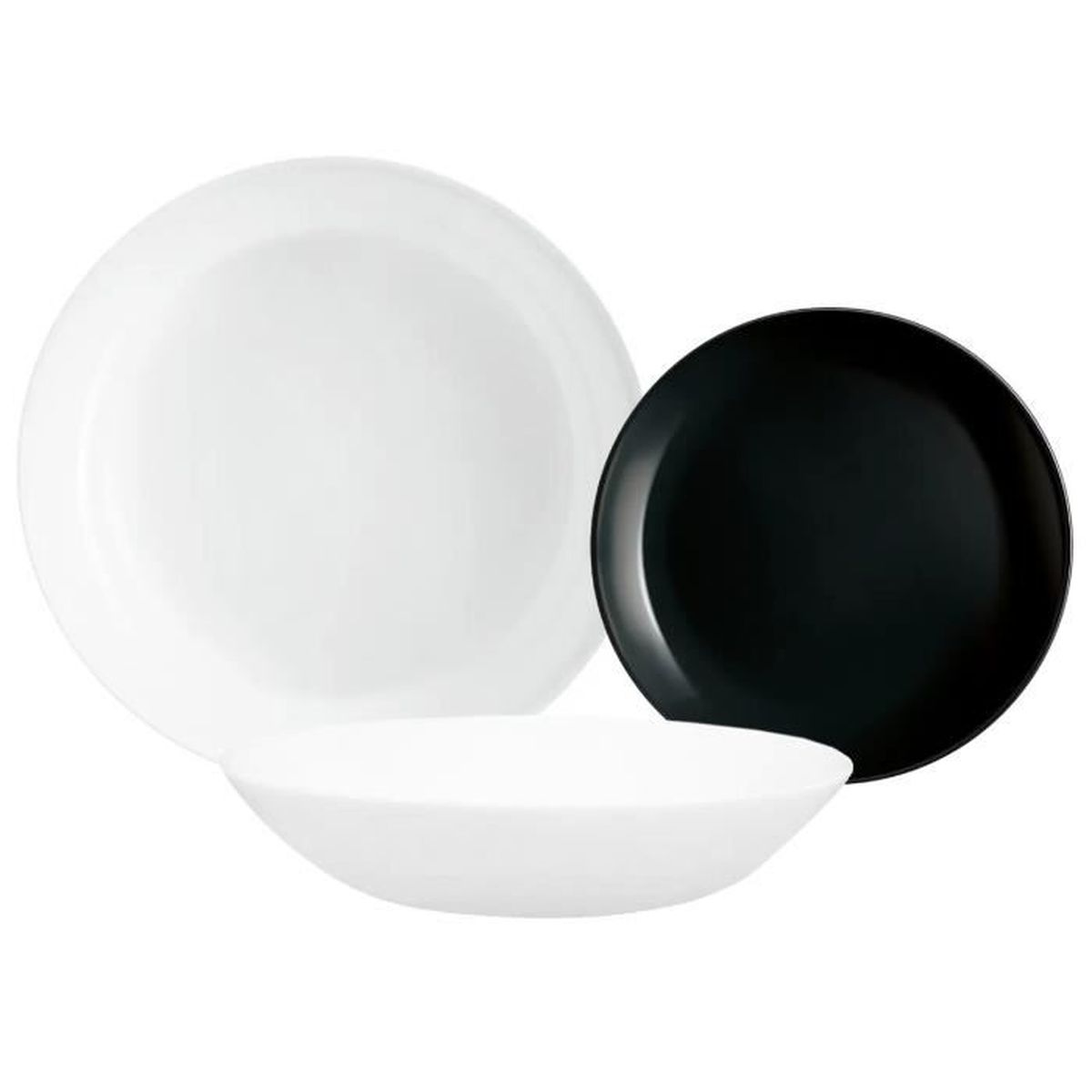 service de table en noir et blanc 18 pcs diwali night day luminarc cdiscount maison