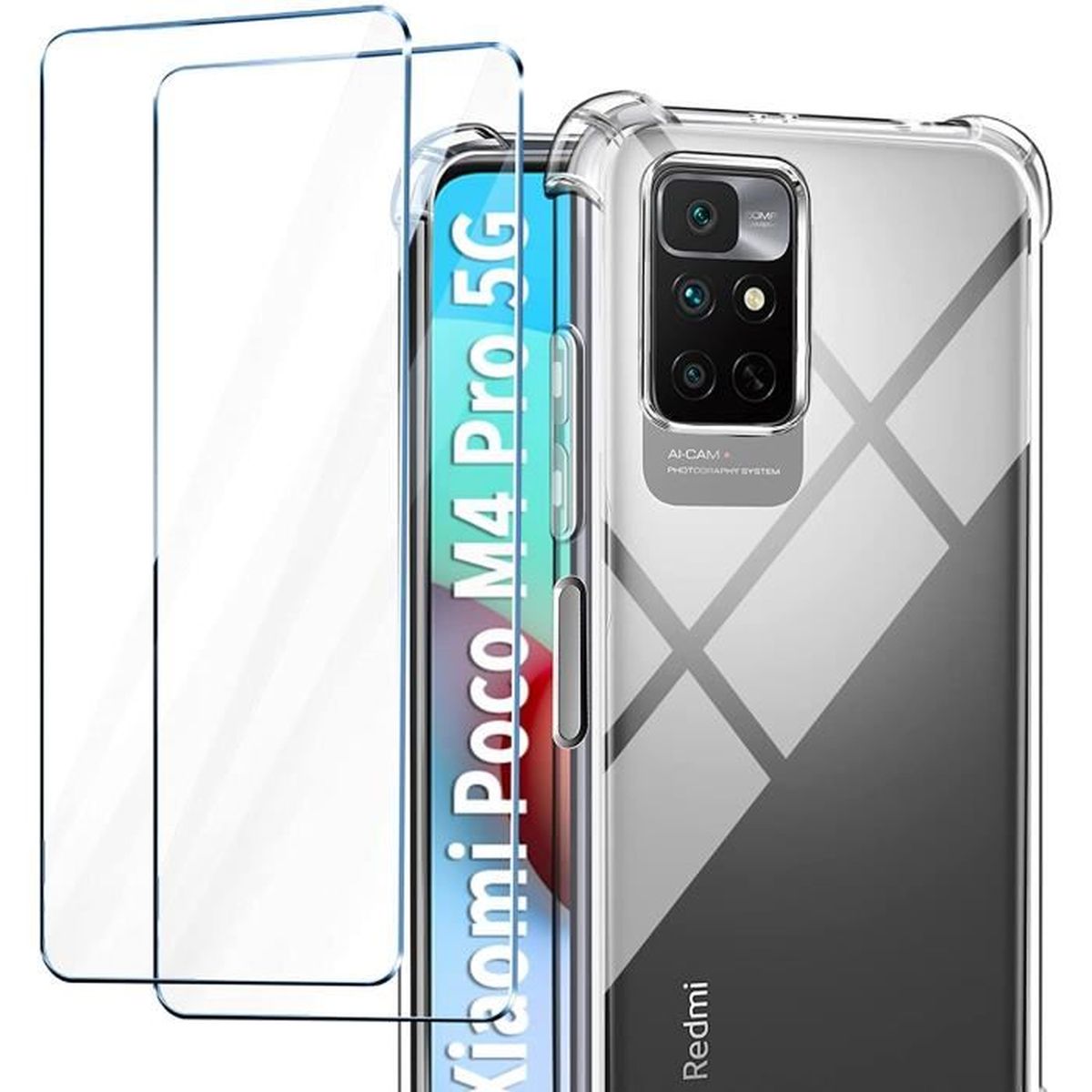 PZEMIN Cover per Xiaomi Poco M4 PRO 5G Custodia + 2X
