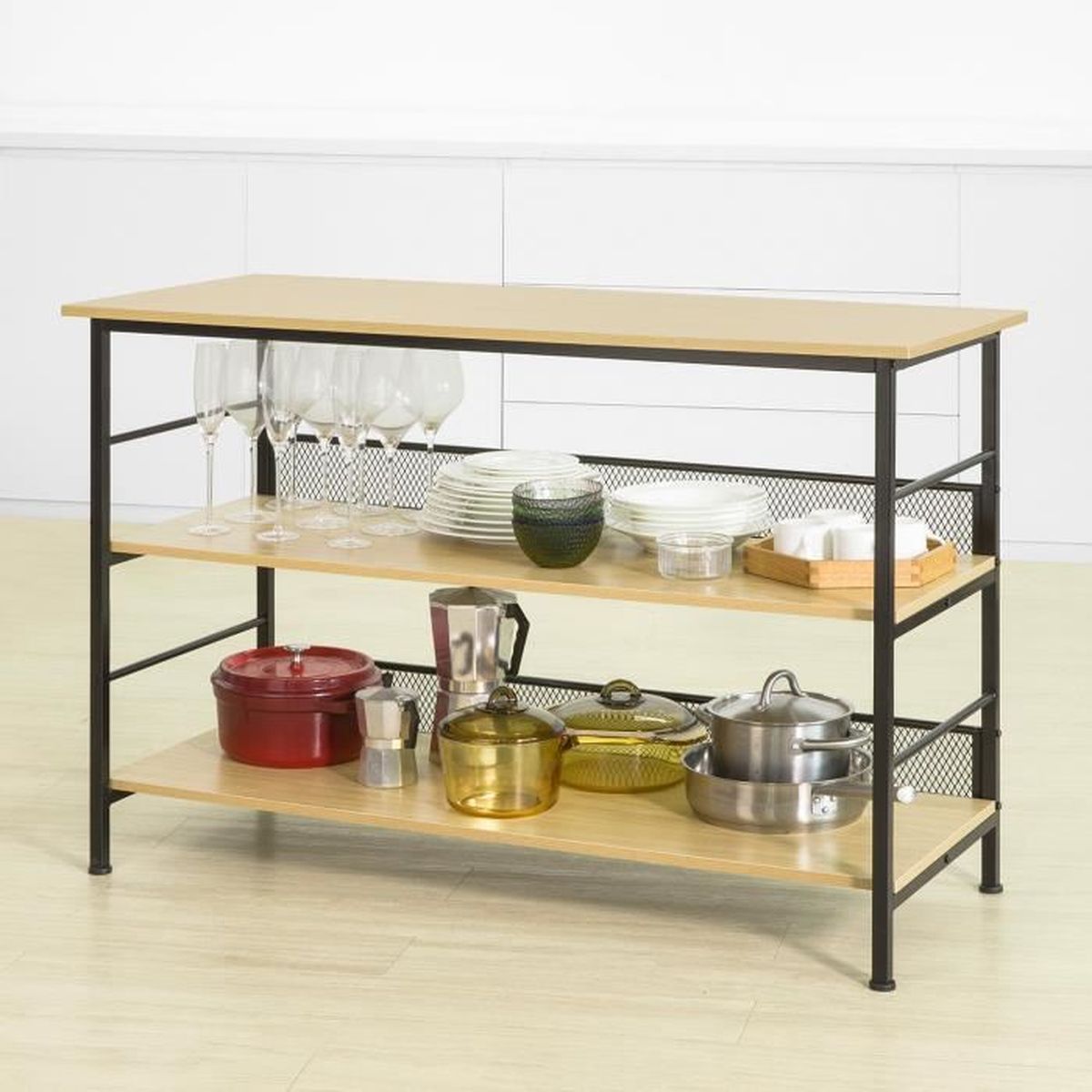Obuy Fsb27 N Table De Cuisine Meuble De Rangement Cuisine Table Console Buffet Avec 2 Etageres De Rangement Achat Vente Console Extensible Obuy Fsb27 N Table De Cuisi Cdiscount
