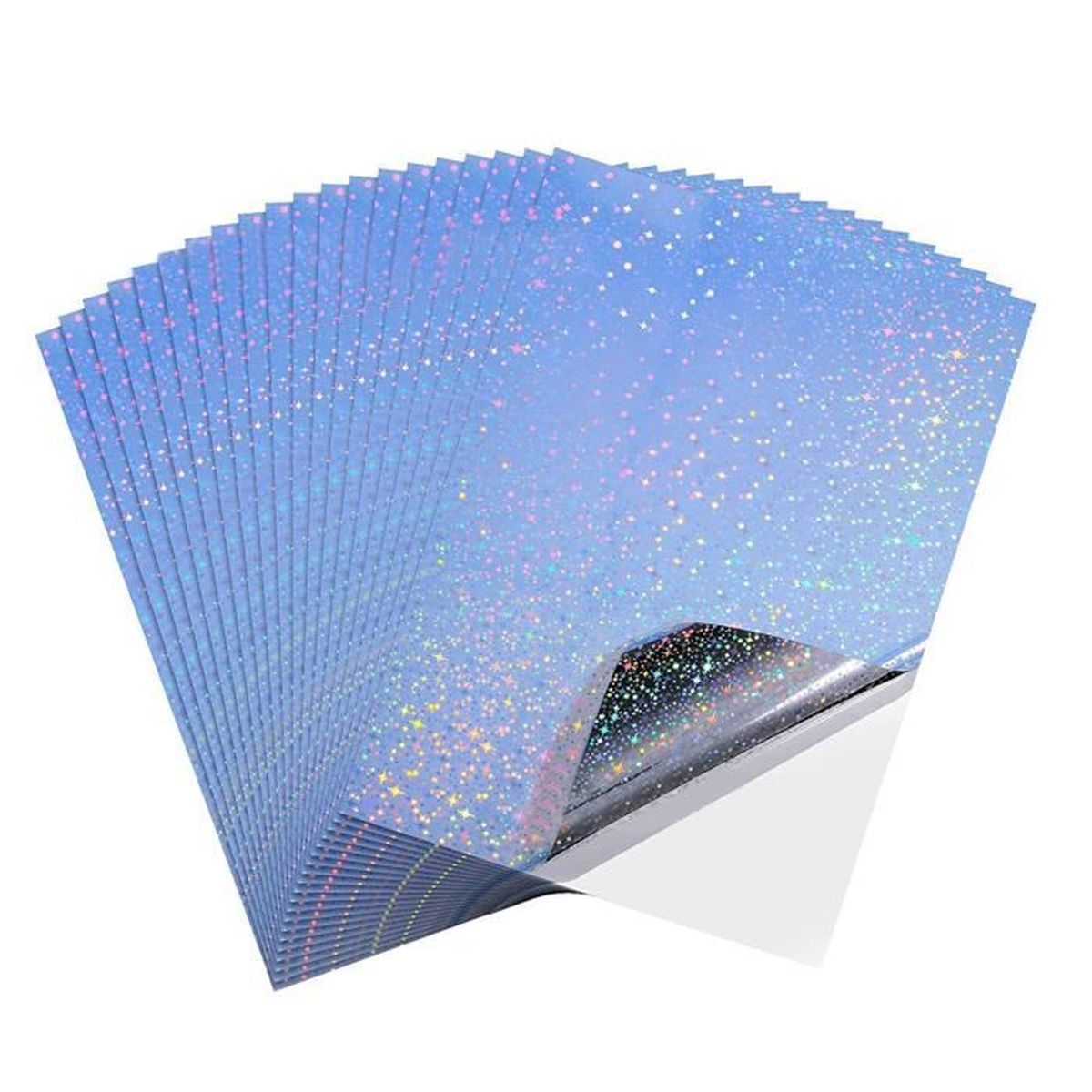Gommettes Étoiles Holographiques Bleues Apli Agipa - Tailles 12 Et 20 Mm - Lot De 120