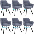WAFTING Lot de 6 Chaises de Salle à Manger Pivotantes avec Accoudoirs, Rotation à 180°, Chaises de Cuisine en Velours, Gris