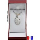 ASCALIDO Médaille de baptême communion ange en argent massif 925 rhodié avec chaine et coffret et gravure incluse