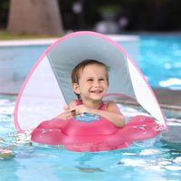 Bouée de Bébé ,Flotteur de piscine pour bébé dauphin avec queue de bouée, avec auvent pare-soleil pour l'âge de 6 à 30 mois-S,Rose