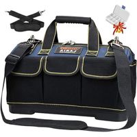 AIRAJ 42×23×29cm,Sac a outils a large ouverture Grand sac de rangement en toile avec base moulee etanche en ABS, sac d'electr