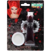 ATOSA - Maquillage Faux Sang + Dents Vampire - Intérieur - Rouge - Adulte - Mixte