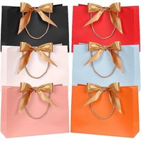6pcs sacs-cadeaux en papier coloré 32 x 25 x 11cm avec des rubans d'arc d'or sacs-cadeaux d'anniversaire de fête de mariage