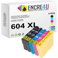 604XL ENCRE4U - Lot de 5 cartouches d'encre générique compatibles avec EPSON 604 XL Ananas : 2 Noir + 1 Cyan + 1 Magenta + 1 Jaune