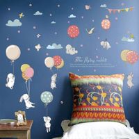 Autocollant / sticker mural décoratif, auto-adhésif pour chambre d'enfant, de bébé et de jeux, au motif d'aquarelle et d’animaux