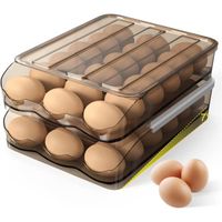 2 couches Panier à œufs, Boite à Oeufs Porte-œufs roulant automatique en Plastique Stockage d'oeufs Rangement Frigo avec Couvercle