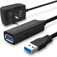 RSHTECH Rallonge USB 3.0 avec bloc d'alimentation 5 V 2 A actif USB 10 m Cable Super Speed A vers femelle A avec amplificateu