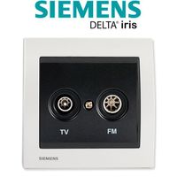 Siemens - Prise TV/FM Anthracite Delta Iris + Plaque Métal Blanc