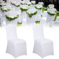 XMTECH 100 Pièces Extensible Housse De Chaise Blanche Universelle Couverture Chaises pour Grandes Fêtes Bouquet de Mariage Décor