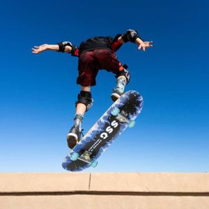 SKATEBOARD - LONGBOARD Skateboard 79x20cm-Motif Feu Bleu Pour Enfants/Ado