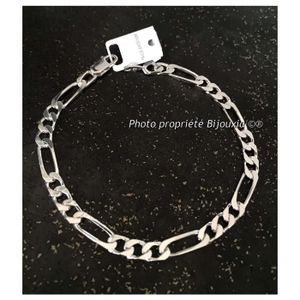 Bracelet Gourmette Argent Massif 925 Maille Figaro Vintage - Occasion - Ancien