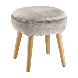 Generies Tabouret en Fourrure Pouf Tabouret Pouf canap/é Pouf Tabouret Petit Pouf Rond en Bois Massif Marron
