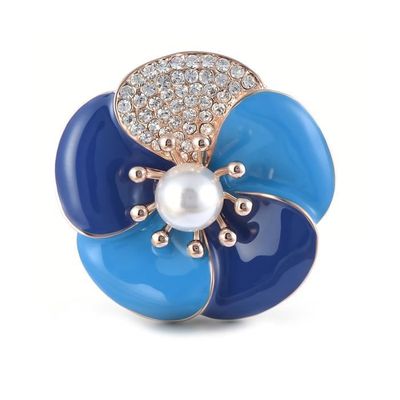 Premium A Rabat Fleur Bleue Broche Pour Femme Avec Cristaux