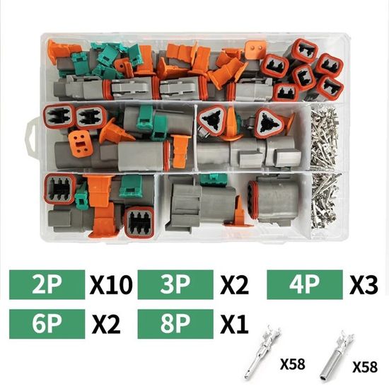 Kit Connecteur Deutsch Étanche IP67 2 Broches - Câble 14 AWG, Mâle/femelle | Pour Applications Robustes