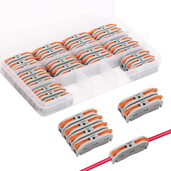 Connecteurs Électriques Rapide Avec Levier,34 PCS Bornes De Connexion Rapide 1 Fil 2 Entreesdomino Electrique Rapidesconnecteur De Fil De Cable Peut Etre Librement Combinepapc Ignifuge 77053692