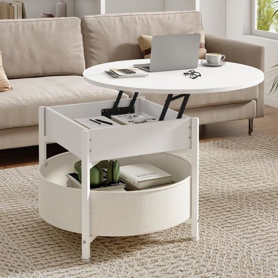 Table Basse Relevable Ronde KIMENICH Table Basse Ronde, Table Basse Relevable, Tables de Salon avec ...