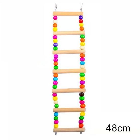 Échelle D’escalade En Bois Pour Perroquets – Avec Perles Colorées, 100 Cm – Jouet éducatif, Mastication, Exercice
