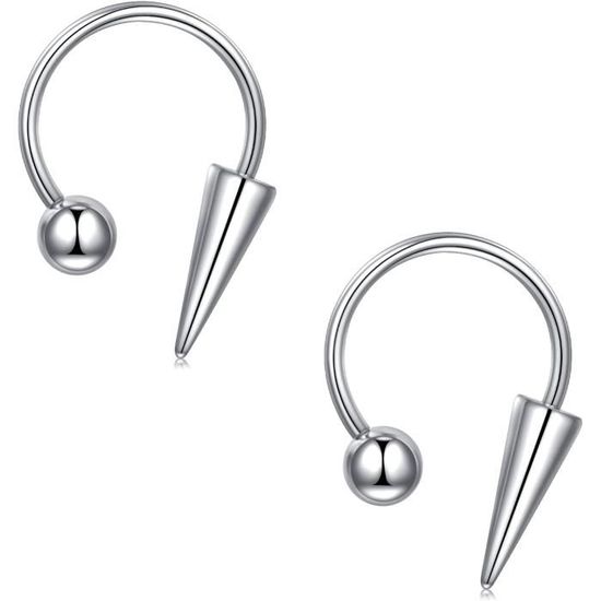 Lot 12 Piercings Argent Fer à Cheval Crdifu - Anneaux Nez Lèvre 8mm 16G Acier Inox