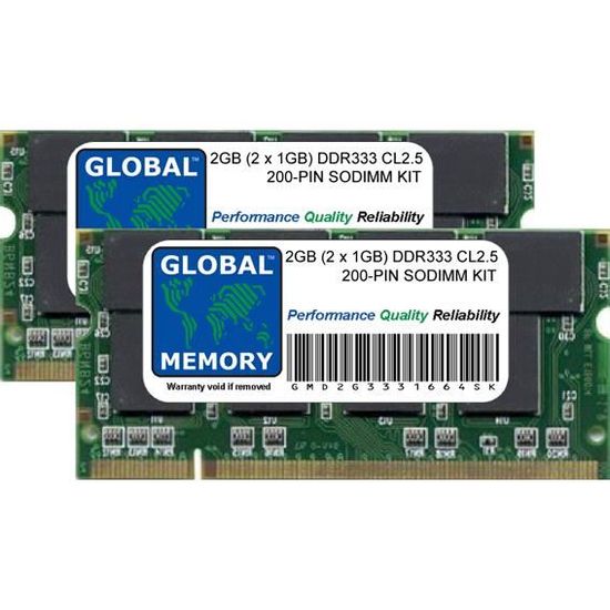 1GO DDR1 PC1-2700 333MHz 200Pin 2, 5V SODIMM Portable Mémoire Par Kingston FR EUR 10,79 - FR