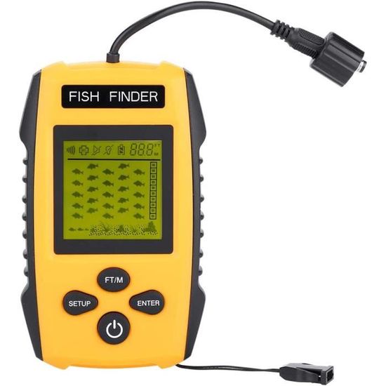 Portable 2,4 Pouces LCD Fish Finder 240FT Profondeur de Pêche Finder avec Sonde Sonar Filaire