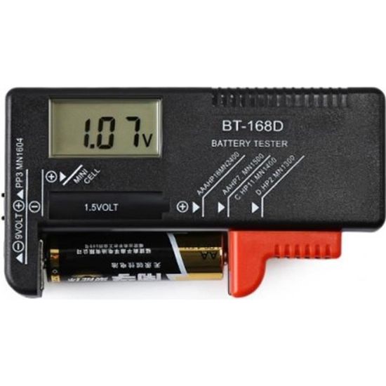 Testeur De Piles BT-168D - Contrôle Tension AA/AAA/C/D/9V | Ecran LCD