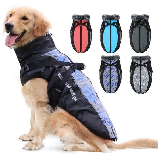 Manteau D Hiver Pour Chien Chaud Combinaison Neige Reflechissante Impermeable Avec Harnais Chiens Cdiscount