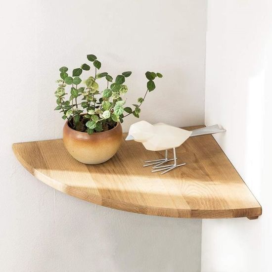 Étagère D'Angle Flottante En Chêne 30cm - Étagère Murale Rustique Pour Déco Ou Rangement