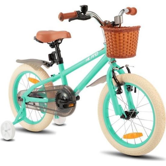 HILAND Velo Enfant 14 Pouces pour Fille garcon 3 5 Ans avec Roues stabilisatrices Frein a Main et Frein a retropedalage Panier Cdiscount Sport