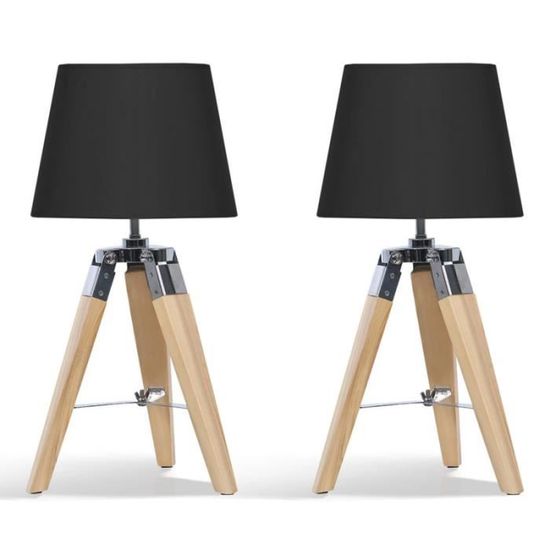 Lot de 2 lampes de chevet grises pour chambre à coucher - Lampe de